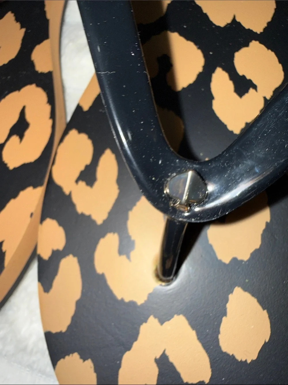kate spade Black & Tan Leopard Print Jelly Flip Flops